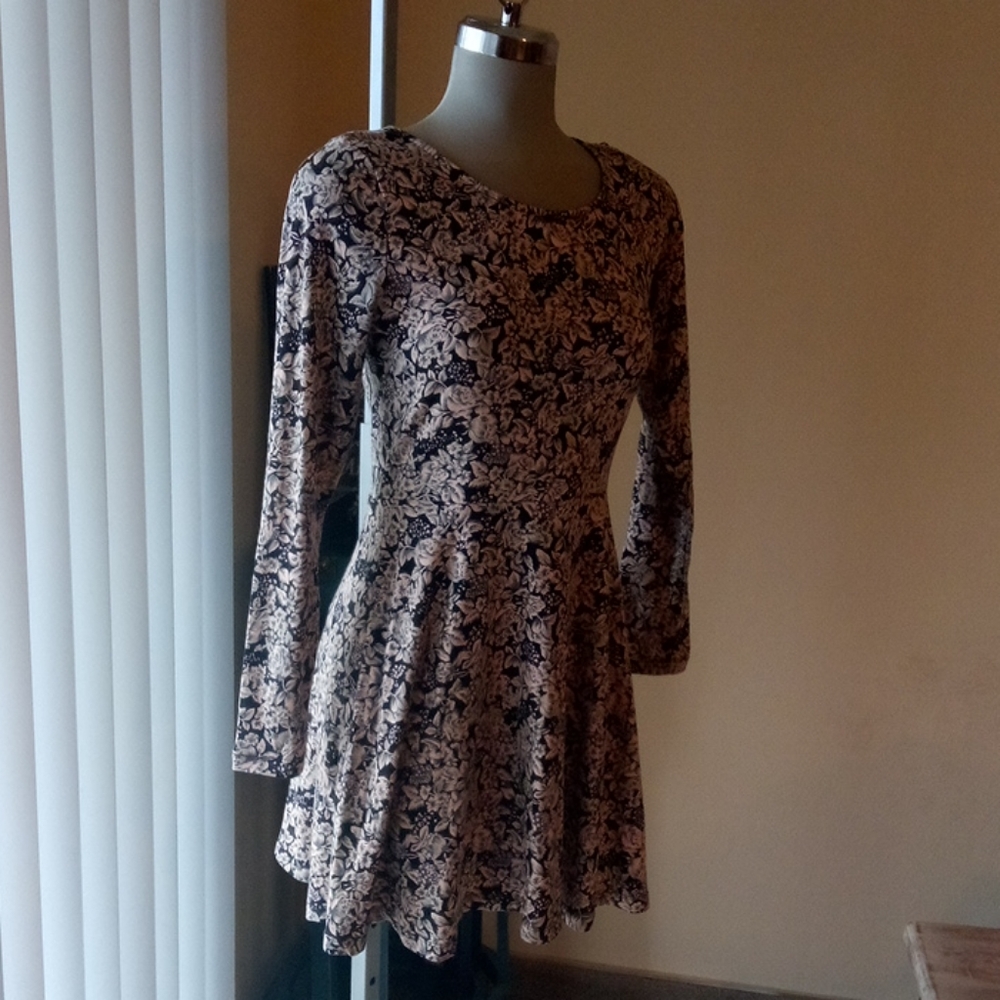 F21 floral print fit and flare dress